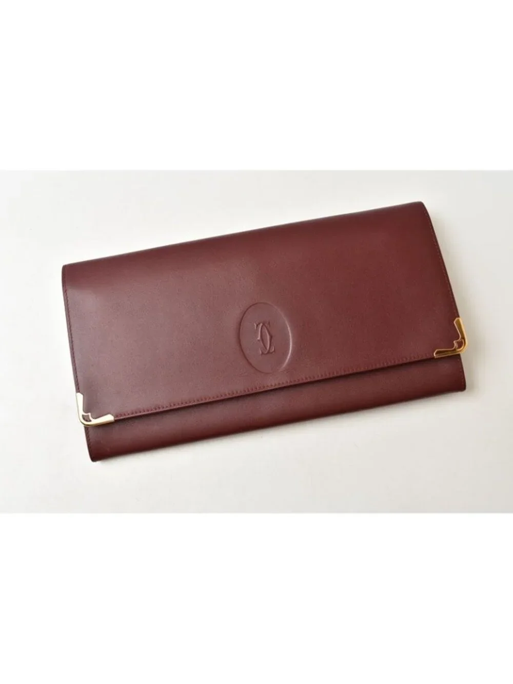 Cartier Clutch Business Must Line Vintage Leather Bordeaux